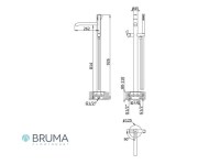 MEDIDAS MONOMANDO PARA BAÑO Y DUCHA DE PIE X-ALPHA BRUMA